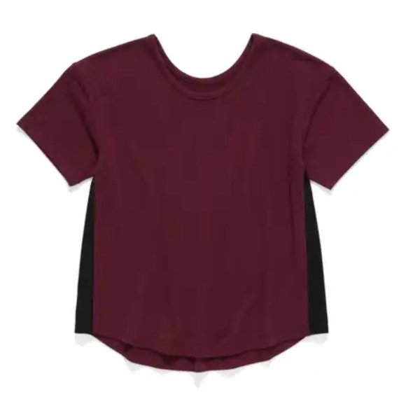 Zella Girl Side Mesh Tee (Little Girls & Big Girls) XL (14-16), BURGUNDY MAVEN - Picture 1 of 5